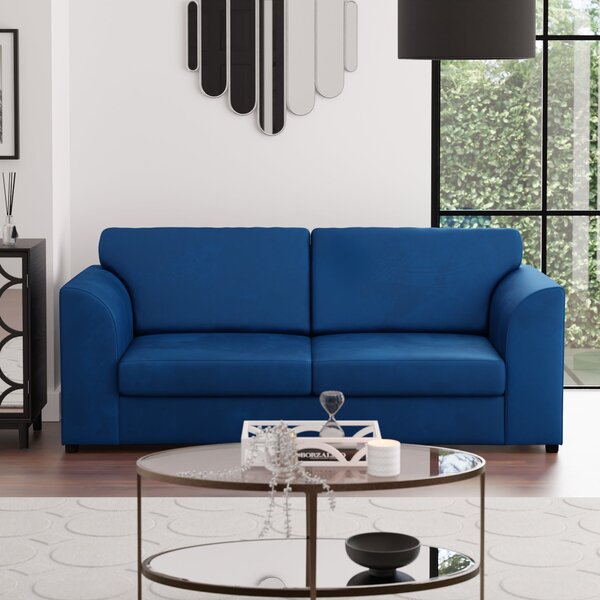 Blake Soft Velvet 3 Seater Sofa Blue