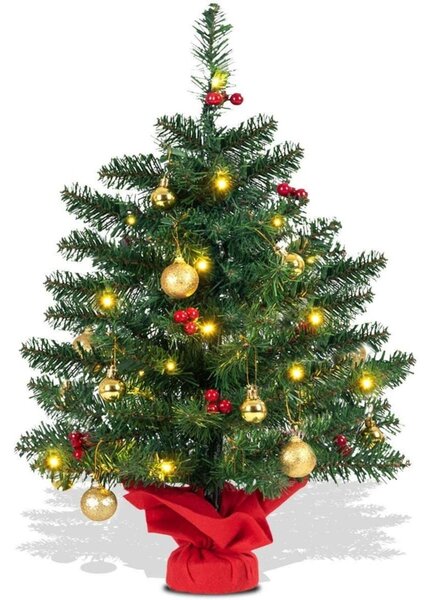 2FT 60cm PVC Artificial Christmas Tree with LED Lights