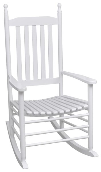 Rocking Chair with Curved Seat White Wood