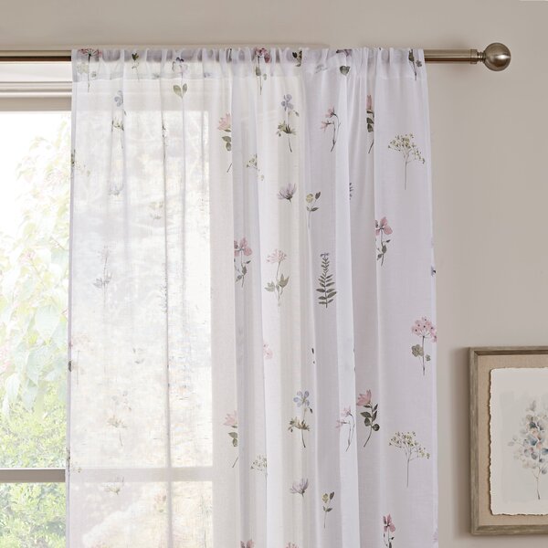 Pressed Floral Slot Top Voile MultiColoured