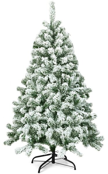 4.5ft Snow Flocked Hinged Pine Foldable Christmas Tree