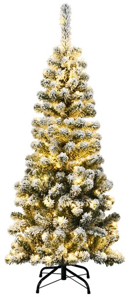 4.5FT Artificial Pencil Christmas Tree Pre-Lit Snow
