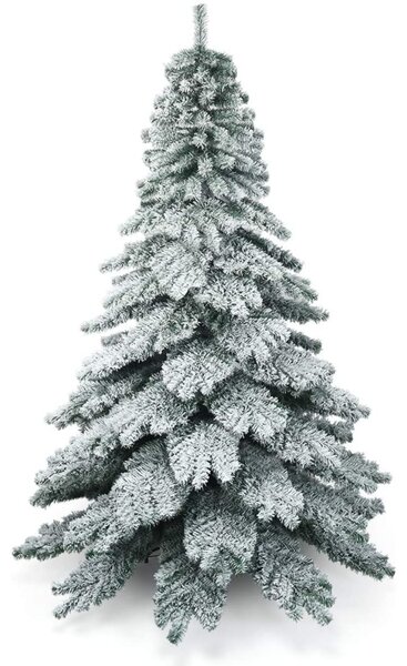 6FT Snow Flocked Hinged Alaskan Pine Christmas Tree with Metal Stand