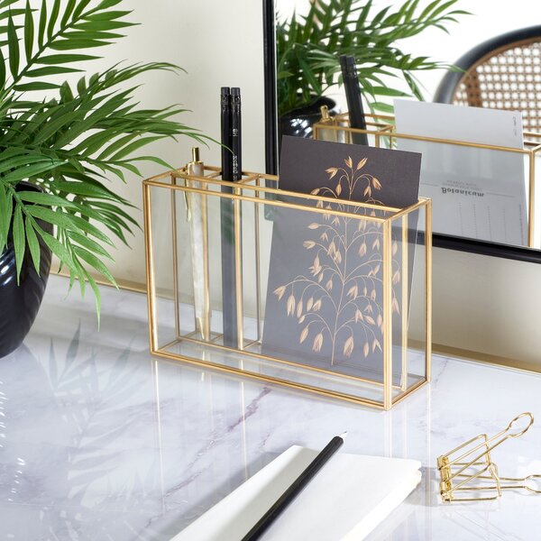 Gold Glass Desk Pot Gold
