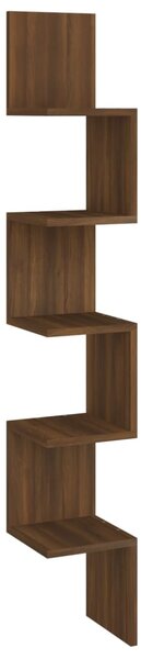 Wall Corner Shelf Brown Oak 20x20x127.5 cm Engineered Wood