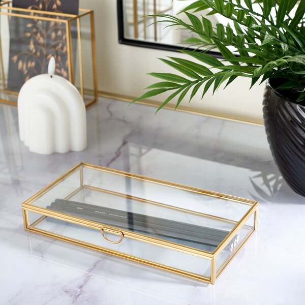 Gold Glass Desk Box Gold