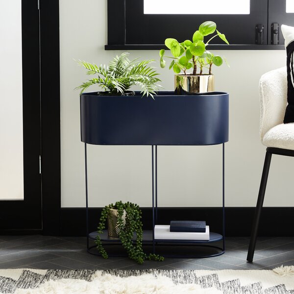 Metal Plant Wide Stand 60cm Blue