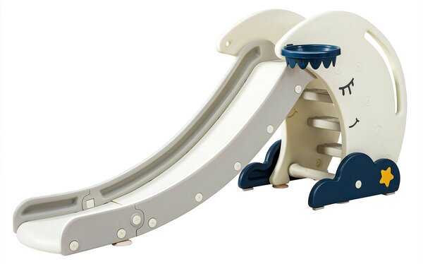 Kid's First Slide, Foldable Baby Climber Set with Basketball Hoop