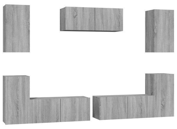 7 Piece TV Cabinet Set Grey Sonoma Engineered Wood