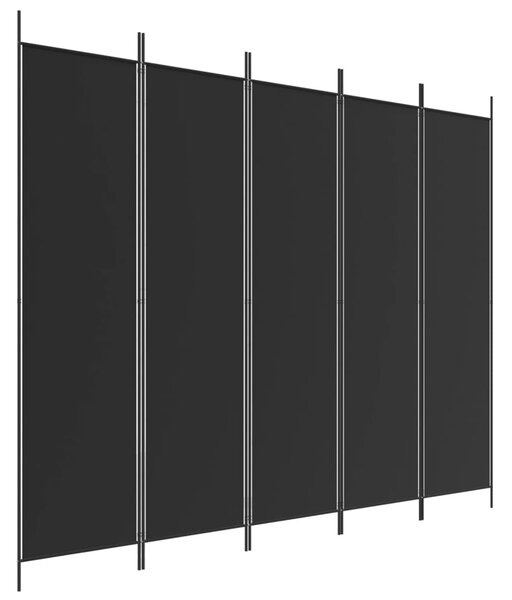 5-Panel Room Divider Black 250x200 cm Fabric