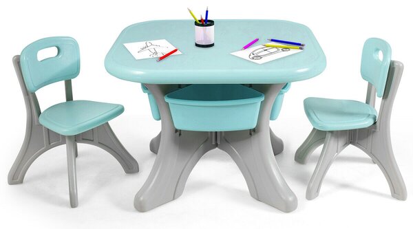 Children's Activity Table Set with Storage Bins-Green