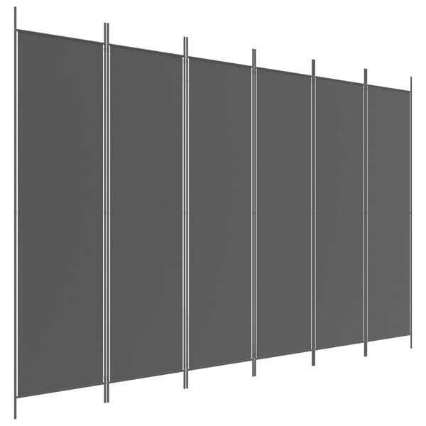 6-Panel Room Divider Black 300x200 cm Fabric