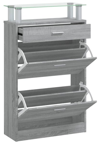 Shoe Cabinet Grey Sonoma 63x24x104 cm Engineered Wood