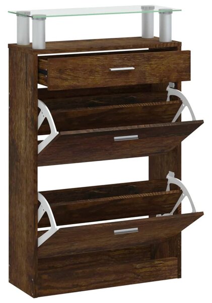 Shoe Cabinet Smoked Oak 63x24x104 cm Engineered Wood