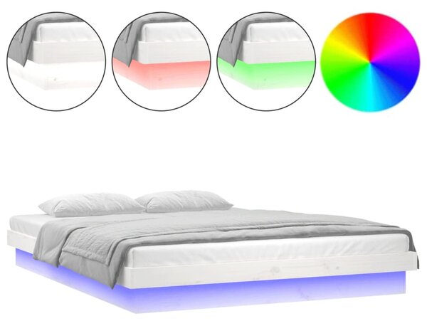 LED Bed Frame without Mattress White Small Double Solid Wood