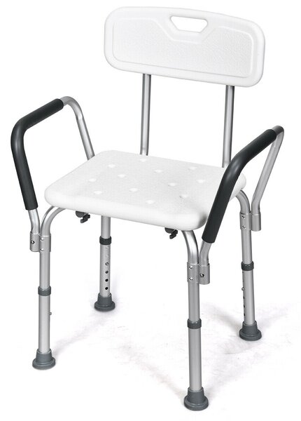 Costway Adjustable Height Bath / Shower Chair with Removable Back and Armrests
