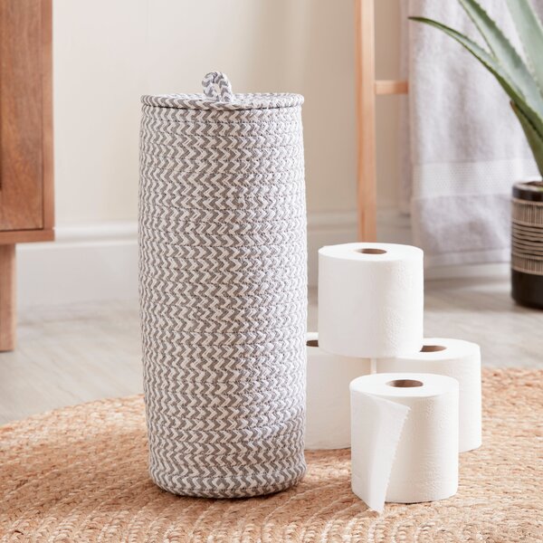 Paper Grey Woven Toilet Roll Storage Grey