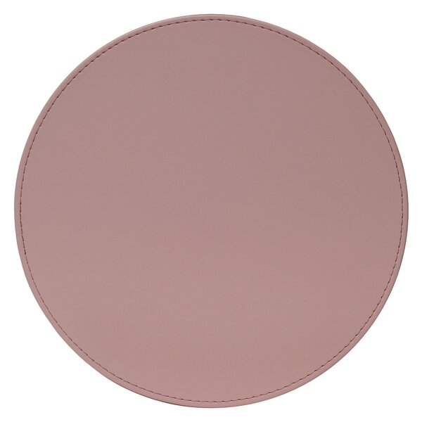 Set of 4 Blush & Rose Faux Leather Reversible Round Placemats Beige