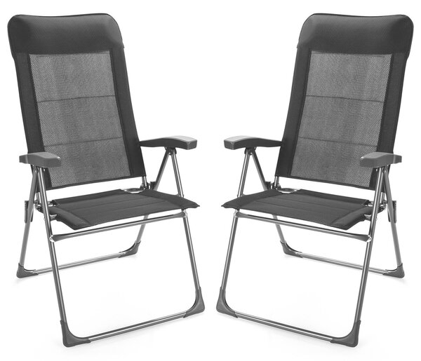 2 PCS Folding Garden Chair Ergonomic Adjustable Mesh Back