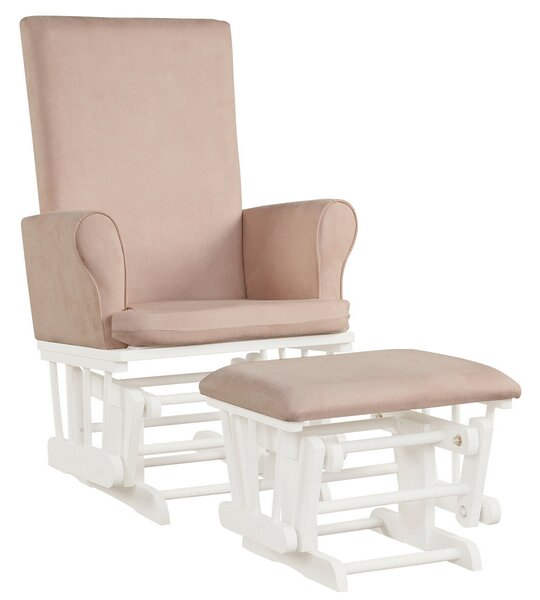 Costway Wooden Glider Chair with Footstool-Pink