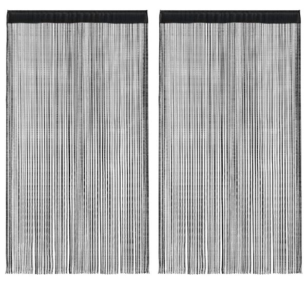 String Curtains 2 pcs 100x250 cm Black