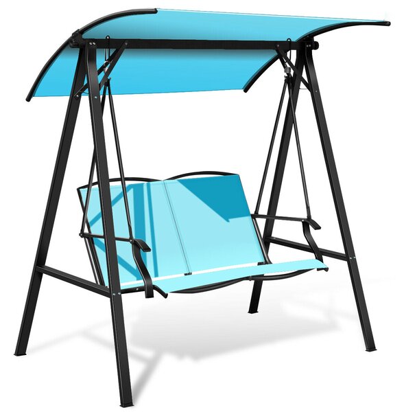 Outdoor Garden Swing Seat with Adjustable Canopy-Turquoise
