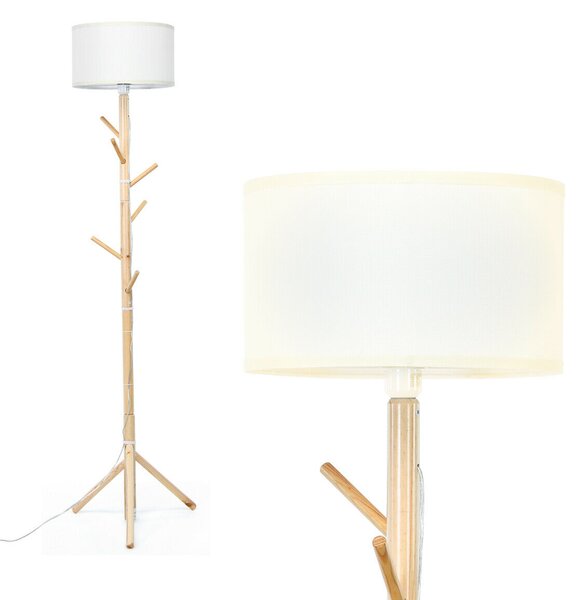 2 in 1 Wooden Floor Lamp (E27) / Coat Stand