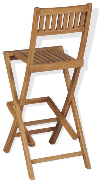 Folding Outdoor Bar Stools 2 pcs Solid Teak Wood