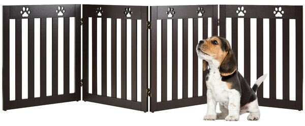 4 Panels Folding Pet Gate-Brown