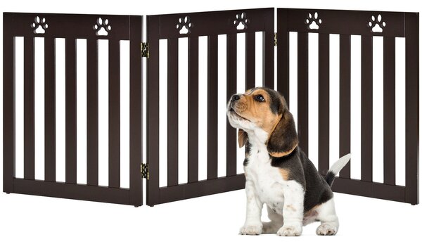 3 Panels Folding Pet Gate-Brown