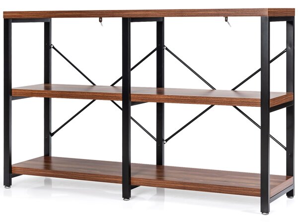 Rustic 3-Tier Console Table with "X" Shaped Back Braces
