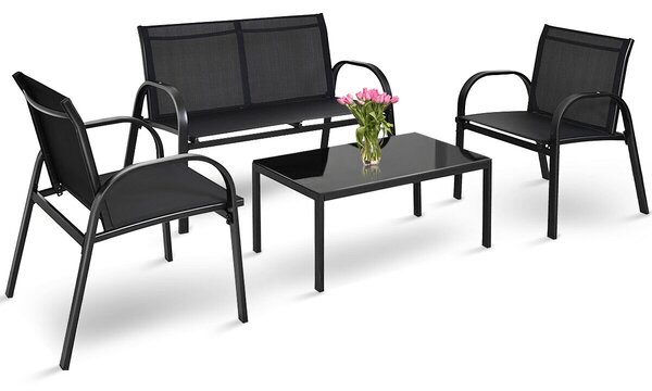 4 Piece Garden Furniture Set with loveseat for Patio (Without Cushions)
