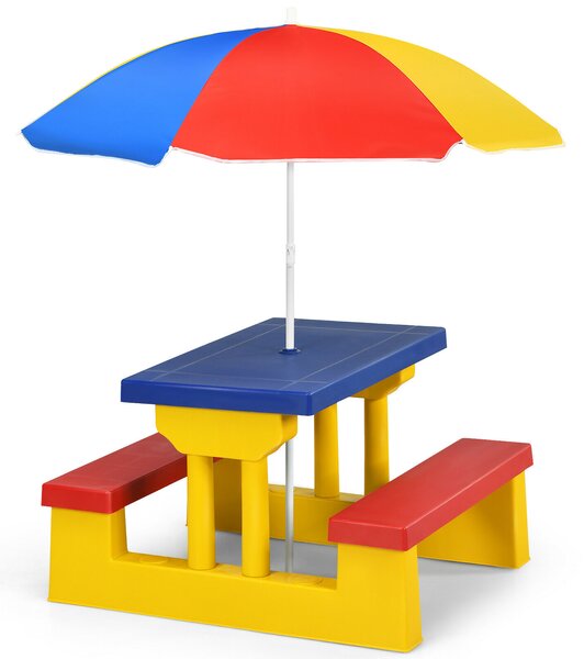 Colourful Children's Picnic Table Set with Removable Umbrella