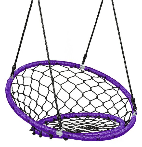 Costway Web Net Hanging Swing Chair Tree Set-Purple