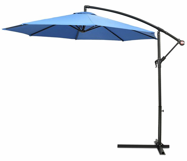 Costway 2.7M Outdoor Parasol Garden Cantilever Umbrella Tilt Adjustment-Blue