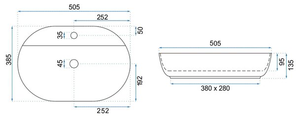 Countertop Basin REA Aura 51 Kashmir