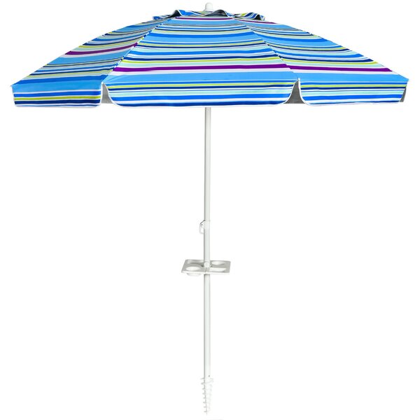Costway 2.2M Beach UPF50+ Sunshade Shelter with Cup Holder-Blue