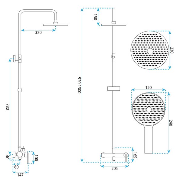 Shower set Rea Ontario Brush Nickel