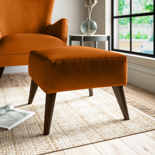 Marlow Footstool Luxury Velvet Orange Umber
