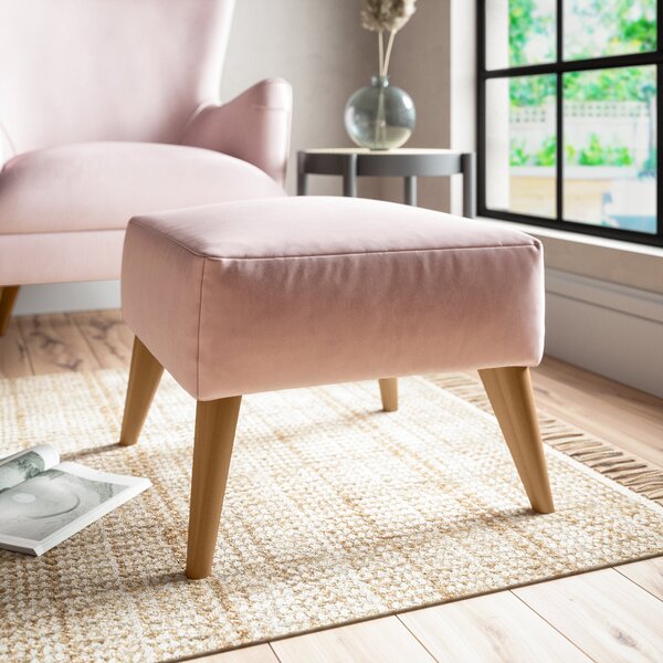 Marlow Footstool Luxury Velvet Peach Blush