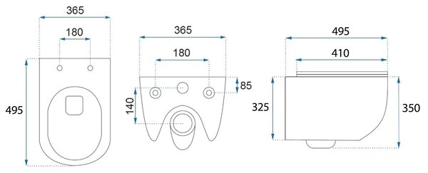 Toilet bowl REA Carlo Mini Rimless Ecru