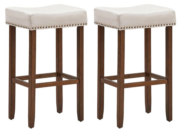 Costway 2 Traditional Upholstered Bar Stools-Beige