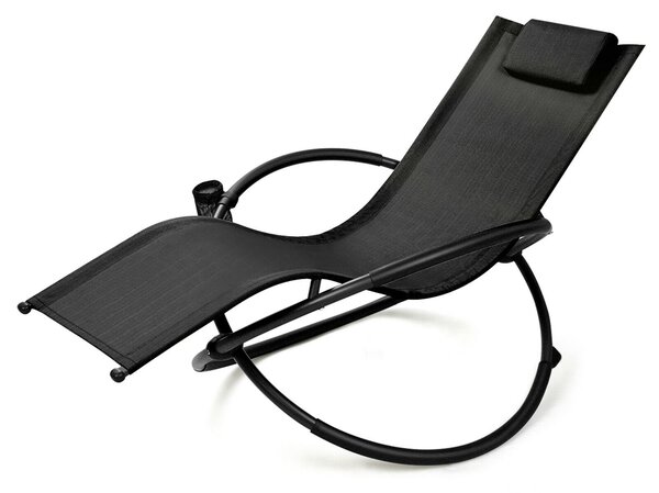 Foldable Rocking Lounge Chair Recliner-Black