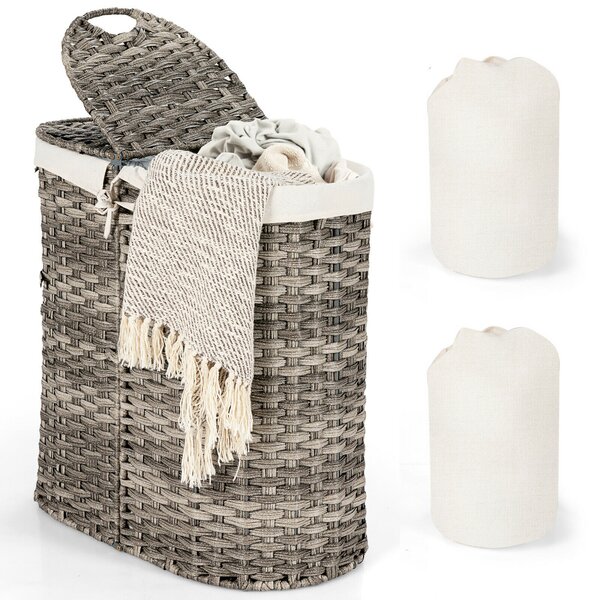 102L Handwoven Laundry Basket with Removable Liner