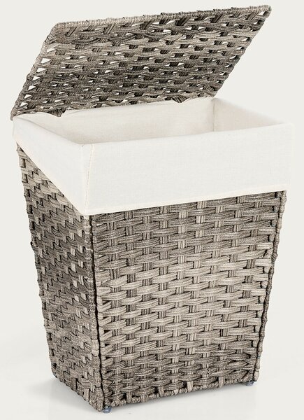 Foldable Handwoven Laundry Hamper with Removable Liner Lid