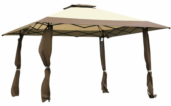 Large Adjustable Height Gazebo Canopy Patio Shelter-Brown