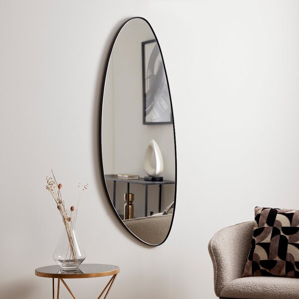 Pebble Wall Mirror, 120x45cm Black
