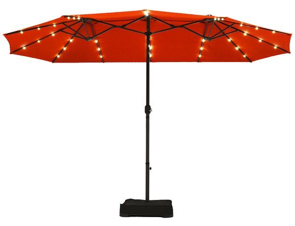 Costway Extra Large LED Patio Double-Sided Umbrella Crank Parasol-Orange