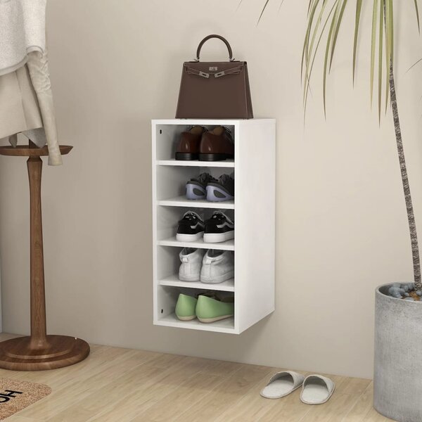 Shoe Cabinet High Gloss White 31.5x35x70 cm Engineered Wood