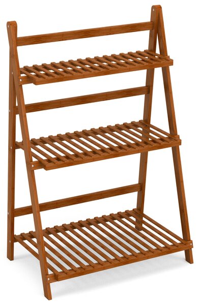 3 Tier Folding Ladder Style Plant Stand / Display Stand-Brown